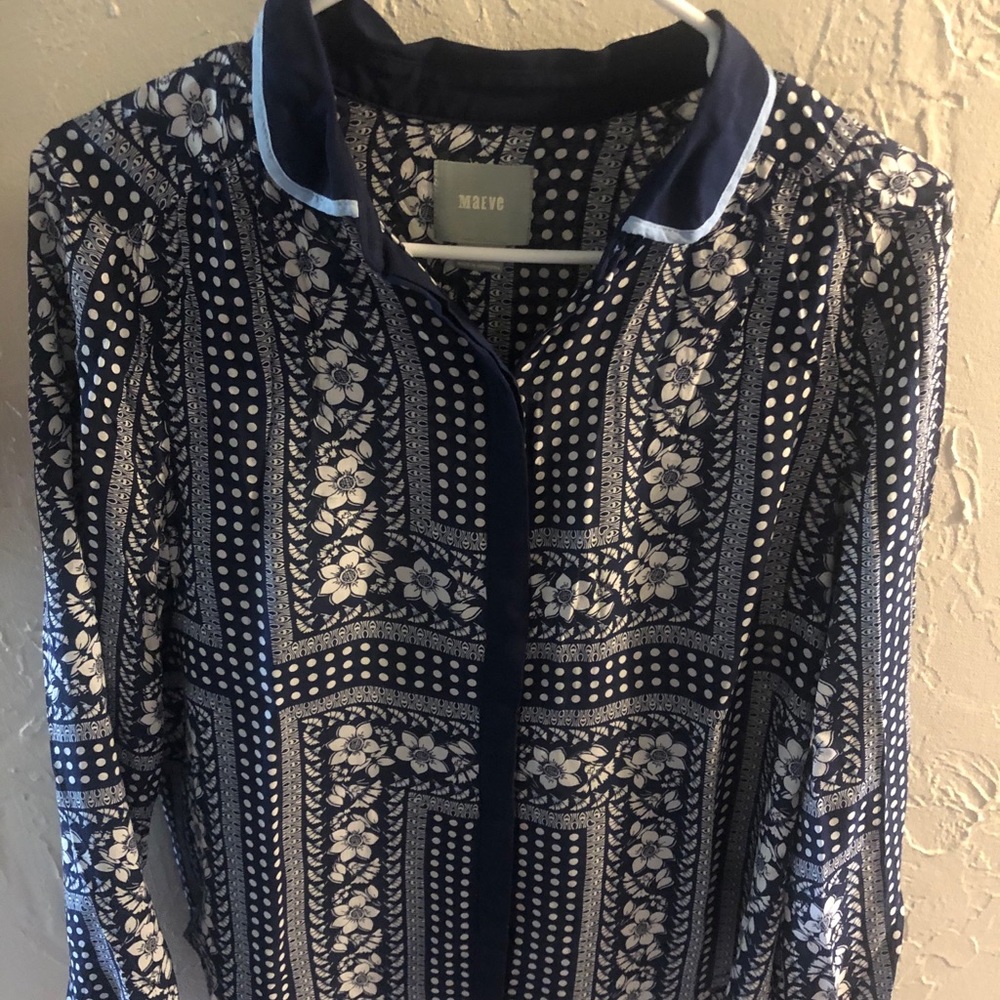 Anthropology Blouse-blue and white